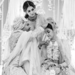 Kriti Sanon helps Stebin Bin apply ‘sindoor’ to Nupur Sanon during their traditional Indian wedding ceremony