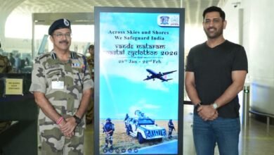 MS Dhoni conveys best wishes for Vande Mataram CISF Coastal Cyclothon-2026