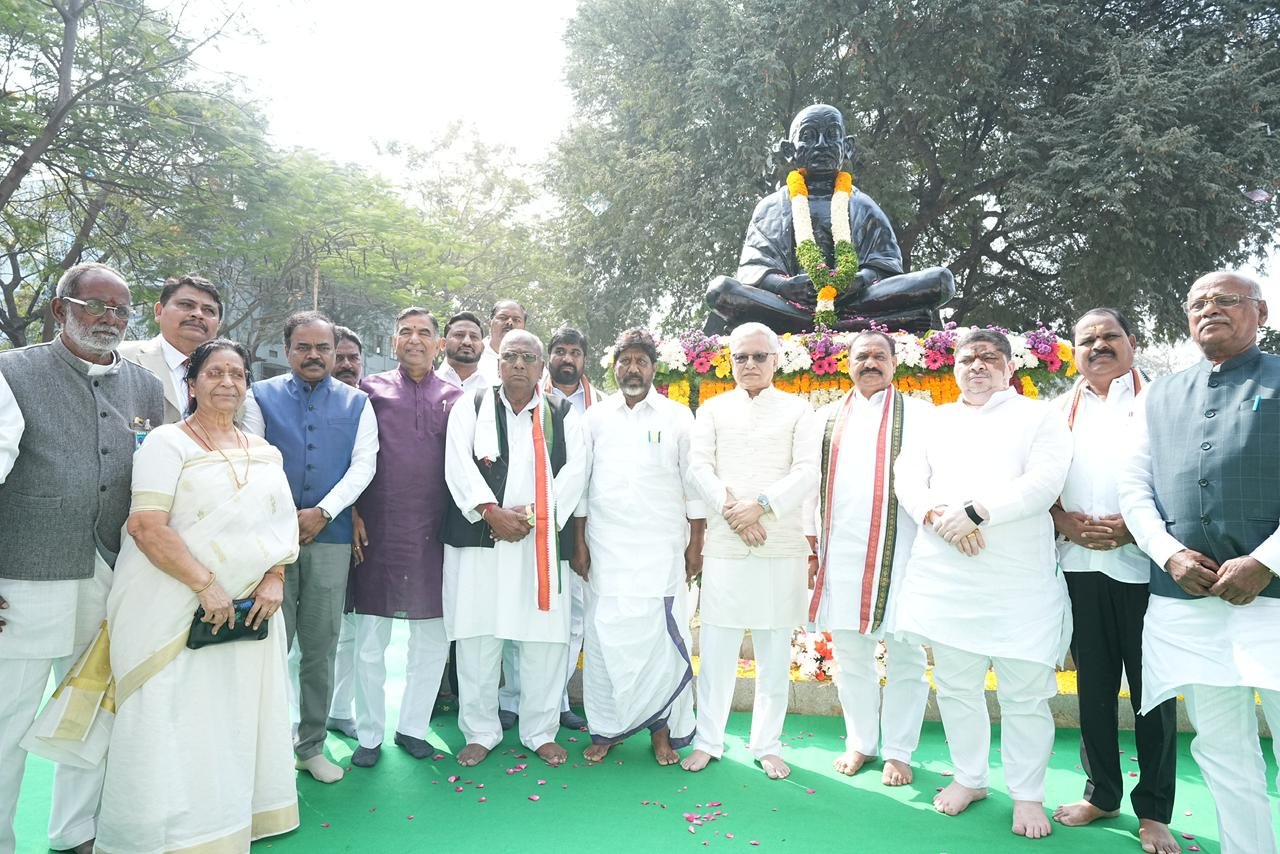 Telangana Governor, Dy CM pay tributes at Bapu Ghat