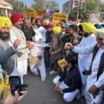 Punjab AAP holds protests against Congress lawmaker Bajwa’s ‘band-baja’ remark