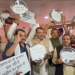 Opposition stage protest with empty plates in MP Assembly over govt's 'hollow' promises