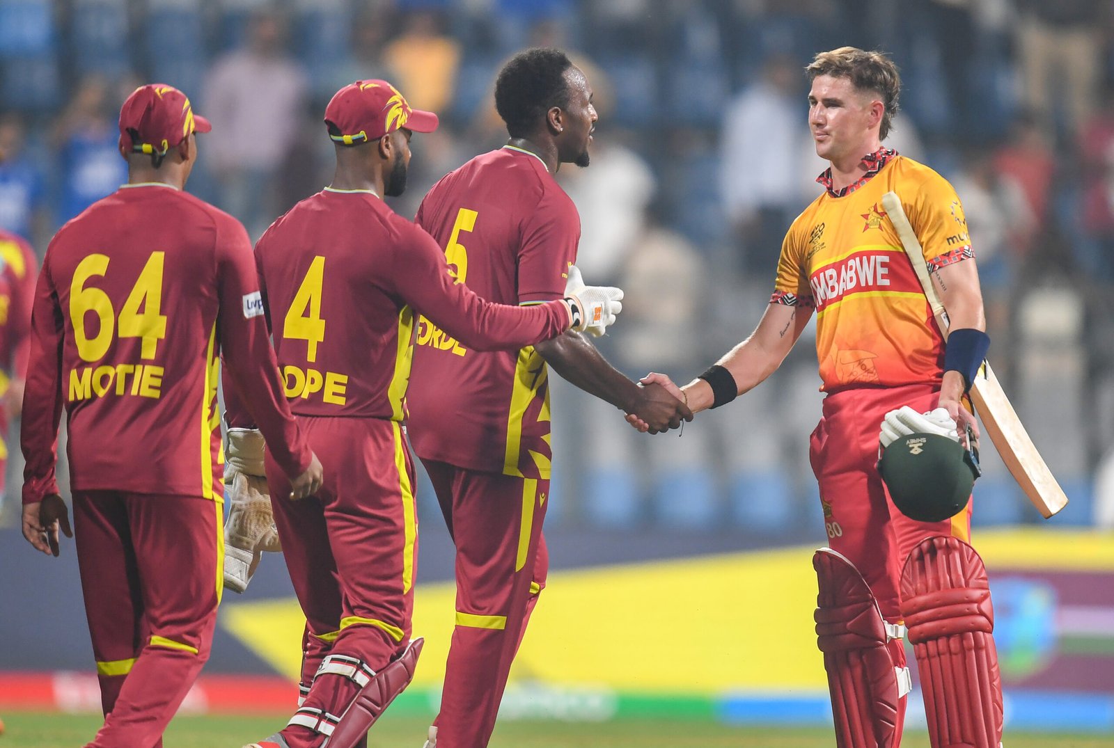 T20 WC: Hetmyer's majestic 85, Motie's 4-fer help Windies thrash Zimbabwe by 107 in Super 8s