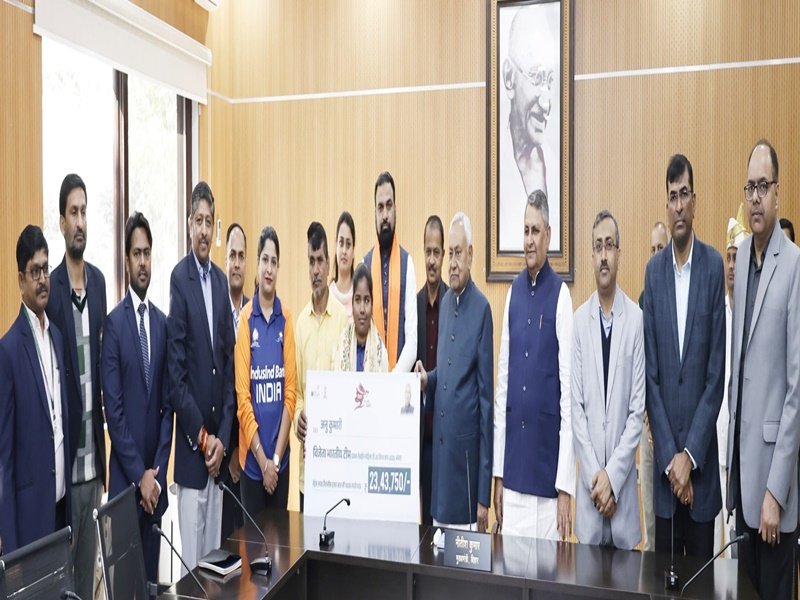 Bihar CM Nitish Kumar honours blind women's T20 World Cup champion Anu Kumari